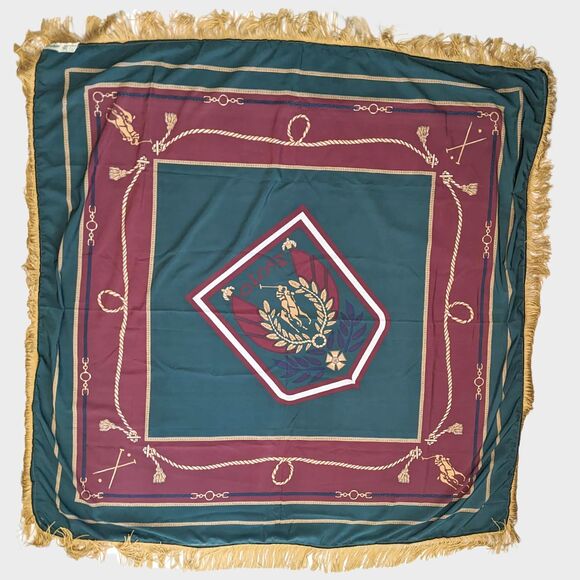 Vintage Polo Ralph Lauren Crest Tablecloth Scarf Tapestry Rare 80s Big Pony 45" - Picture 5 of 10